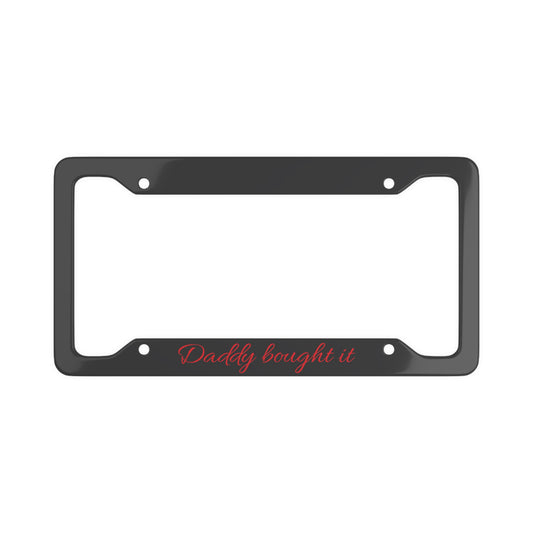 Matte Black License Plate Frame Red Writing